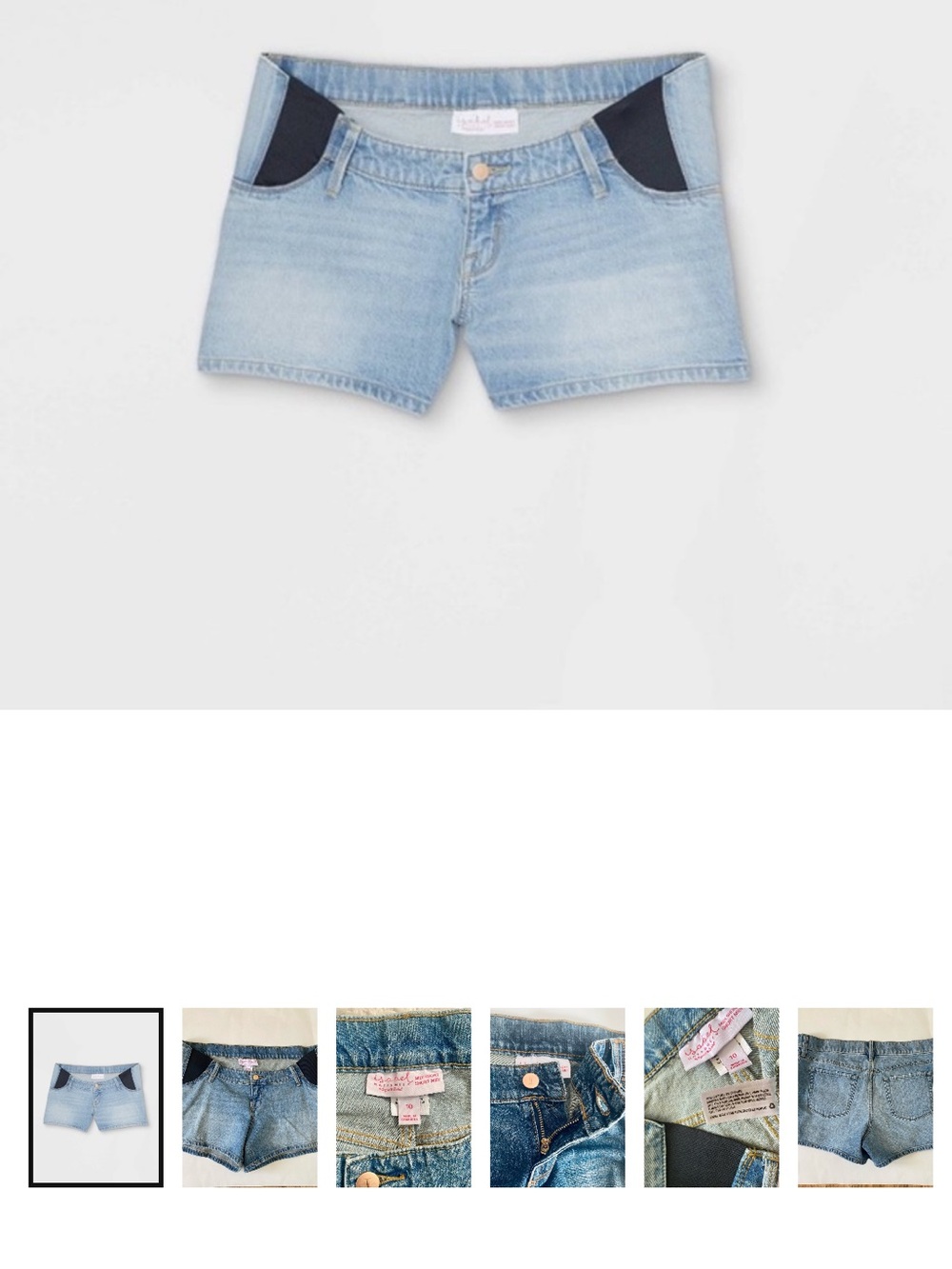 Isabel Maternity Midi Light Wash Side Panel Underbelly Denim Jean Shorts Size 10